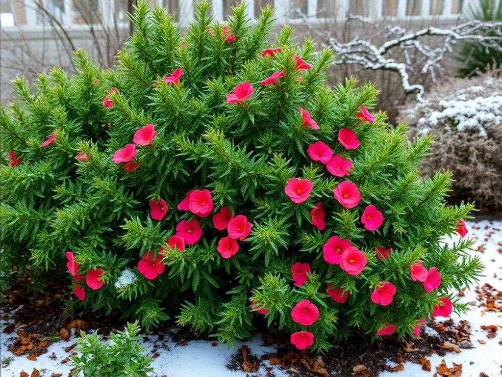 Un jardin d’hiver qui a du caractère grâce aux arbustes persistants